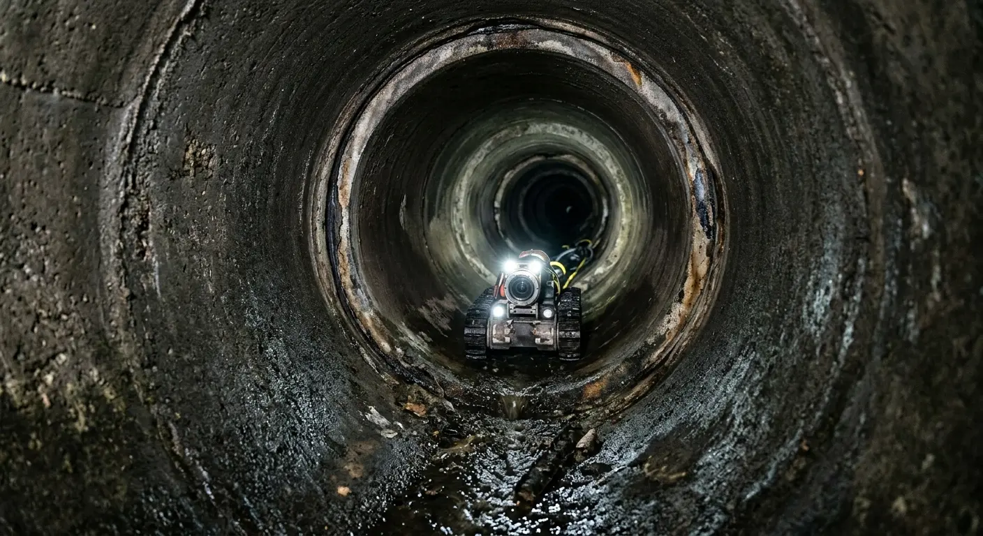 Robotic sewer camera inspecting pipe interior for Sewer Line Cleaning in Mukilteo